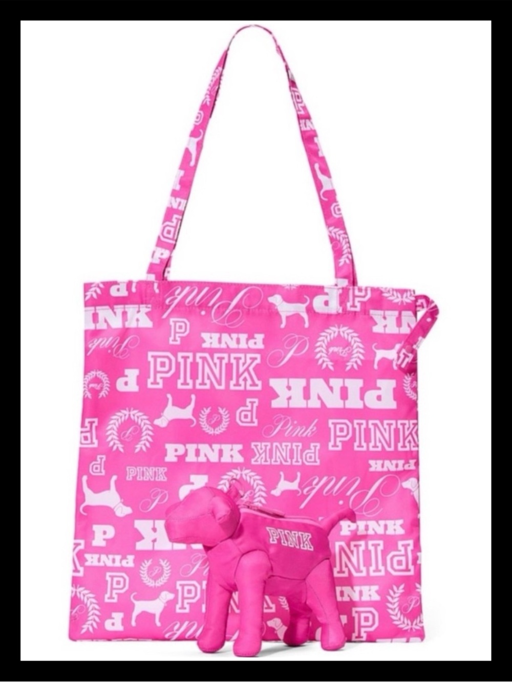 💕ⓅⒾⓃⓀ ⓋⓈ Packable Pup Tote Bag NWT & NIP💕
